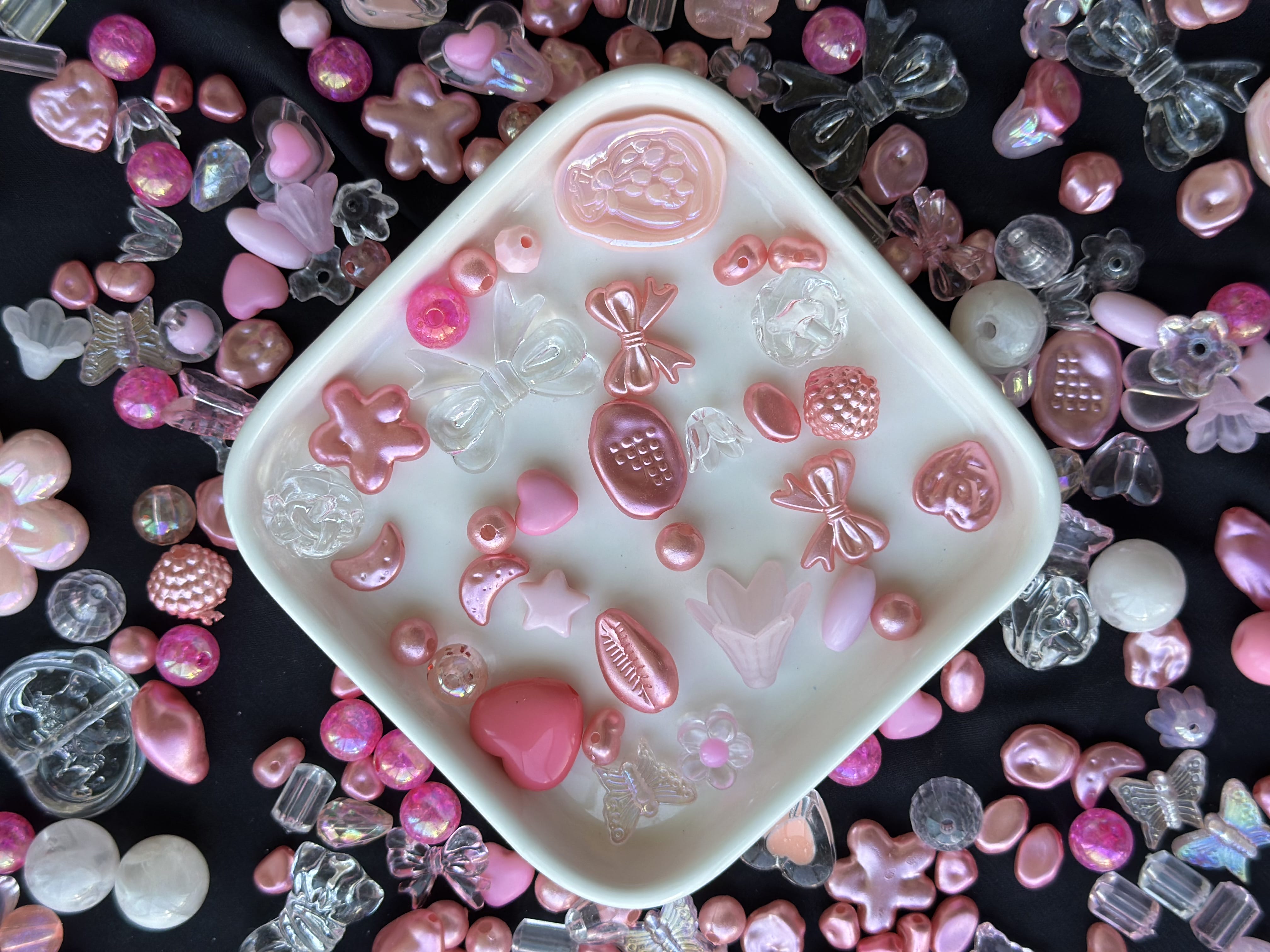 Şeker Pembe Figürlü Sedefli Boncuk