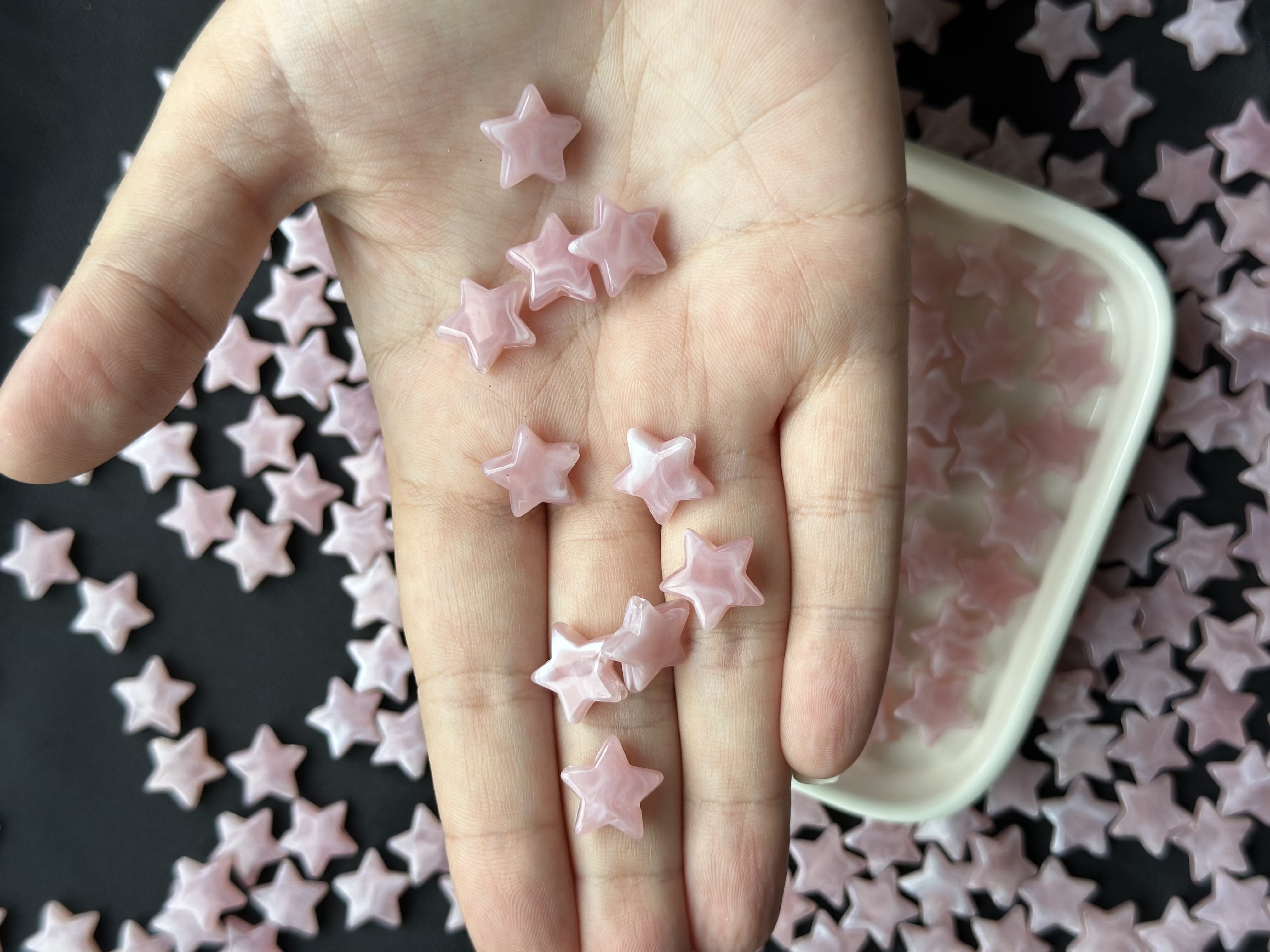 Yıldız Figürlü Doğal Taş Görünümlü Açık Pembe Boncuk